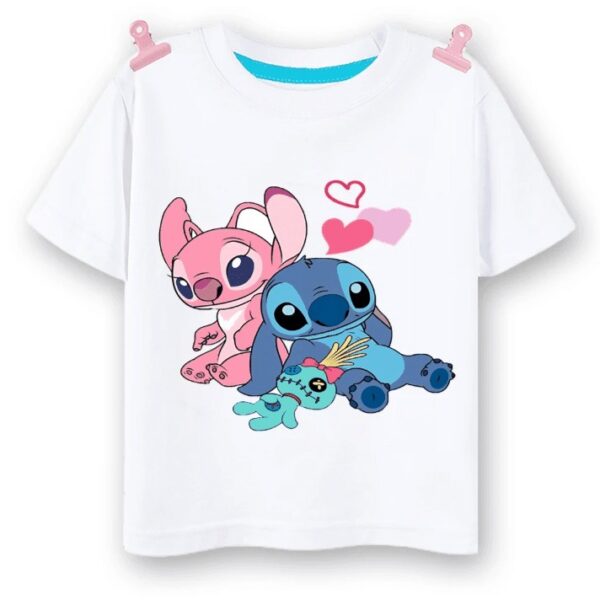 T-shirt Disney Stitch & Angel – Couple Assorti – 100% Coton – Rose & Noir