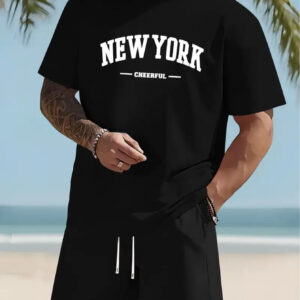 Ensemble Short et T-shirt New York Cheerful Noir | Vente en ligne Tunisie