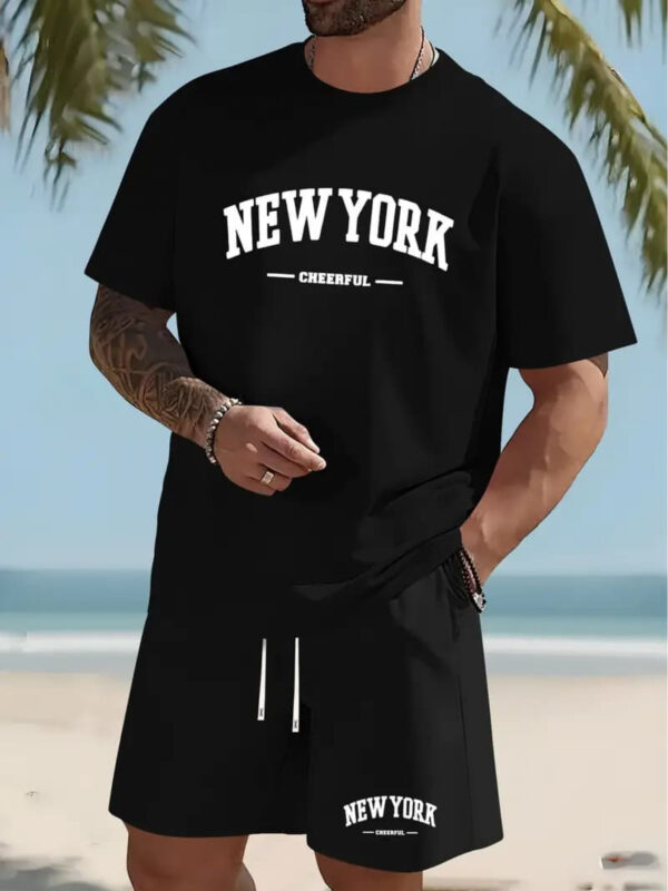 Ensemble Short et T-shirt New York Cheerful Noir | Vente en ligne Tunisie