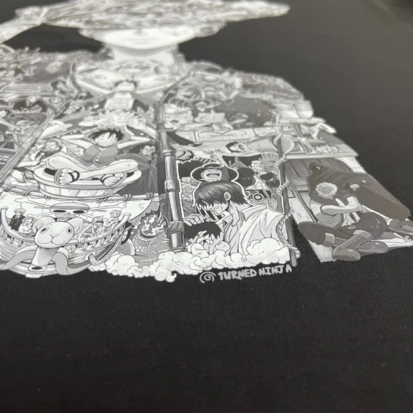 T-shirt One Piece (Luffy) impression avant en noir