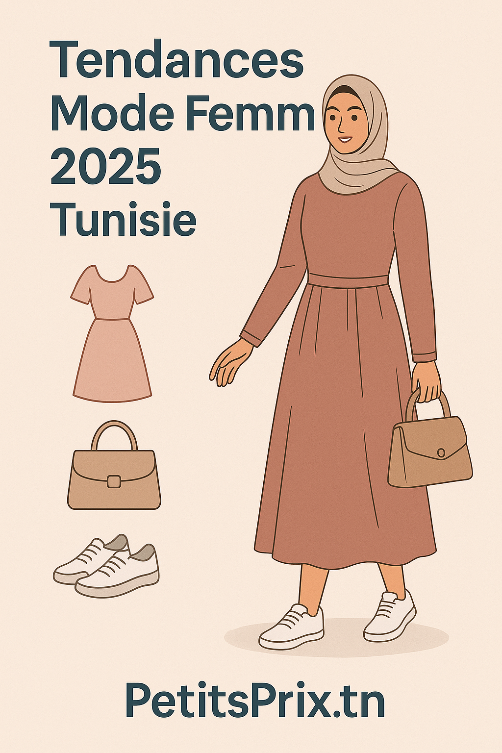 Tendances mode femme 2025 en Tunisie – illustration vêtements, robes et accessoires – PetitsPrix.tn