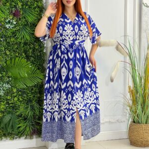 Robe Twinkie Fibranne – Bleu & Blanc (motifs)