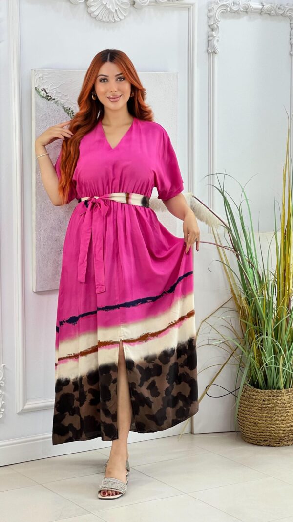 Robe Twinkie Fibranne – Fuchsia Dégradé & Animalier