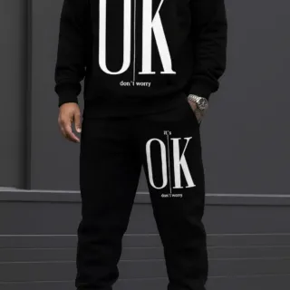 Ensemble Homme Noir It’s OK – Sweat & Pantalon Coton (B6)