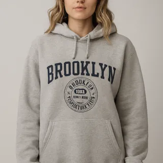 Hoodie Brooklyn Gris – Sweat à Capuche Unisexe