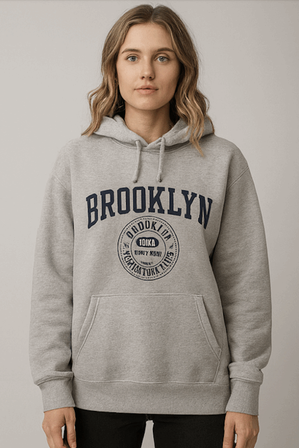 Hoodie Brooklyn Gris – Sweat à Capuche Unisexe