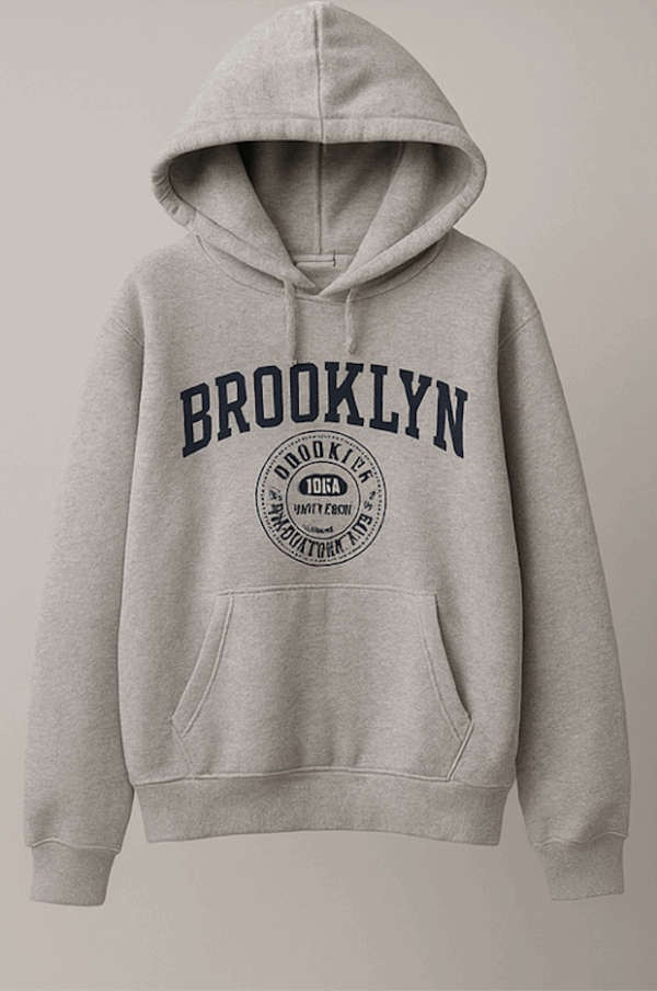 Hoodie Brooklyn Gris – Sweat à Capuche Unisexe