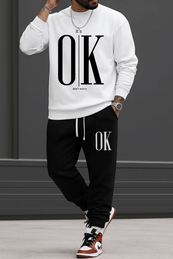 Ensemble Homme It’s OK Don’t Worry – Blanc (Ref B5)