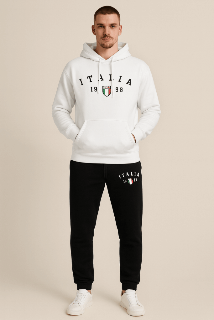 Ensemble Sweat à Capuche + Pantalon Pour Homme - Imprimé Italien - Coupe Ample Et Confortable - Printemps/Automne