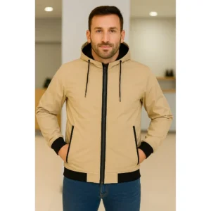 Veste homme classique avec capuche – Beige