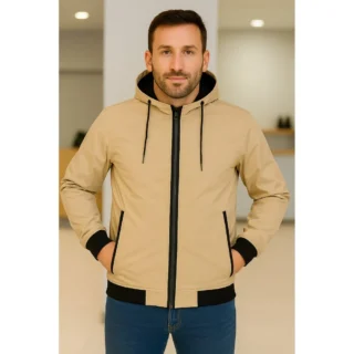 Veste homme classique avec capuche – Beige