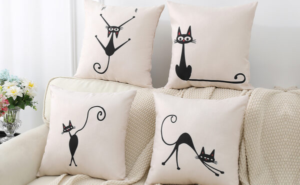 housses de coussin pour canapé – chats de couple