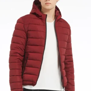 Doudoune avec capuche – Rouge bordeaux