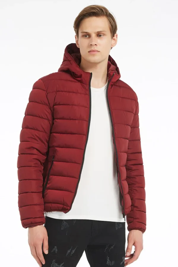 Doudoune avec capuche – Rouge bordeaux