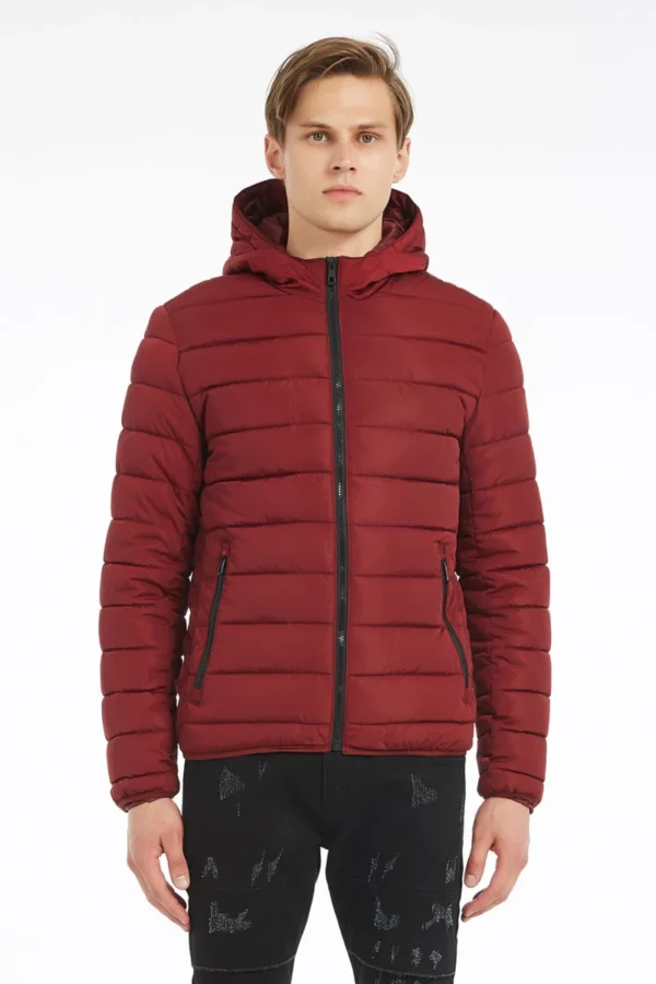 Doudoune avec capuche – Rouge bordeaux