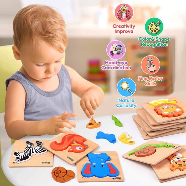 Puzzles animaux en bois pour garçons et filles