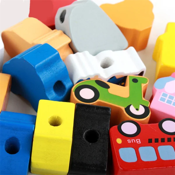 Ensemble de blocs de construction en bois coloré