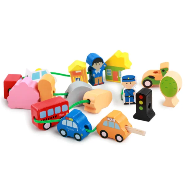 Ensemble de blocs de construction en bois coloré