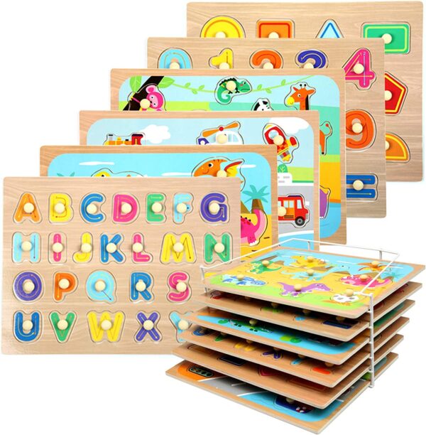 Ensemble de puzzles à chevilles en bois