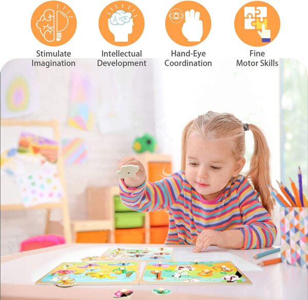 Ensemble de puzzles à chevilles en bois