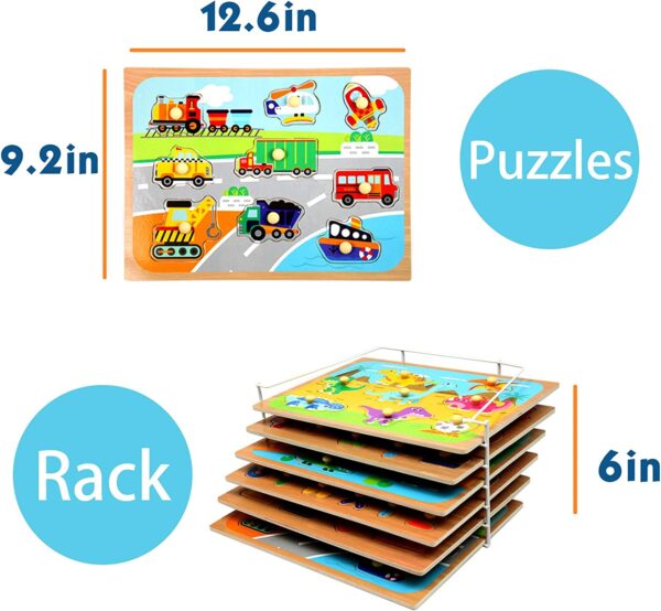 Ensemble de puzzles à chevilles en bois