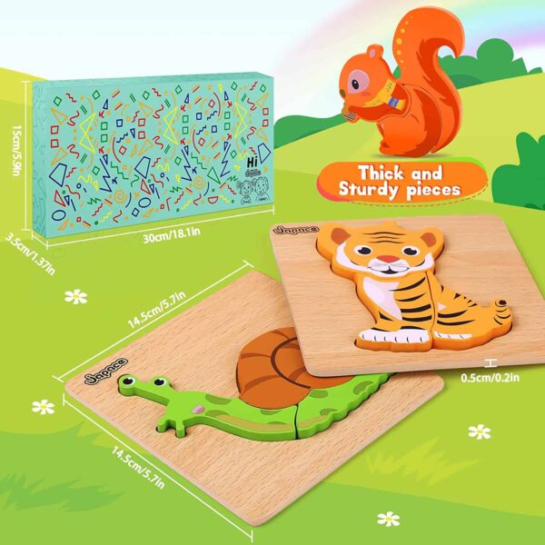 Puzzles animaux en bois pour garçons et filles