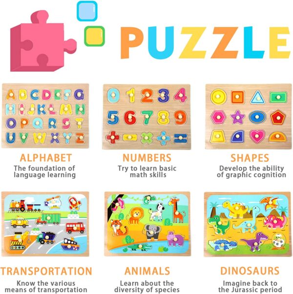 Ensemble de puzzles à chevilles en bois