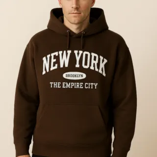 Sweat à capuche marron “New York Brooklyn”