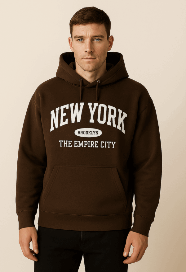 Sweat à capuche marron “New York Brooklyn”
