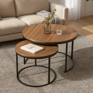 Set de 2 table basses ronde 60cm et 40cm