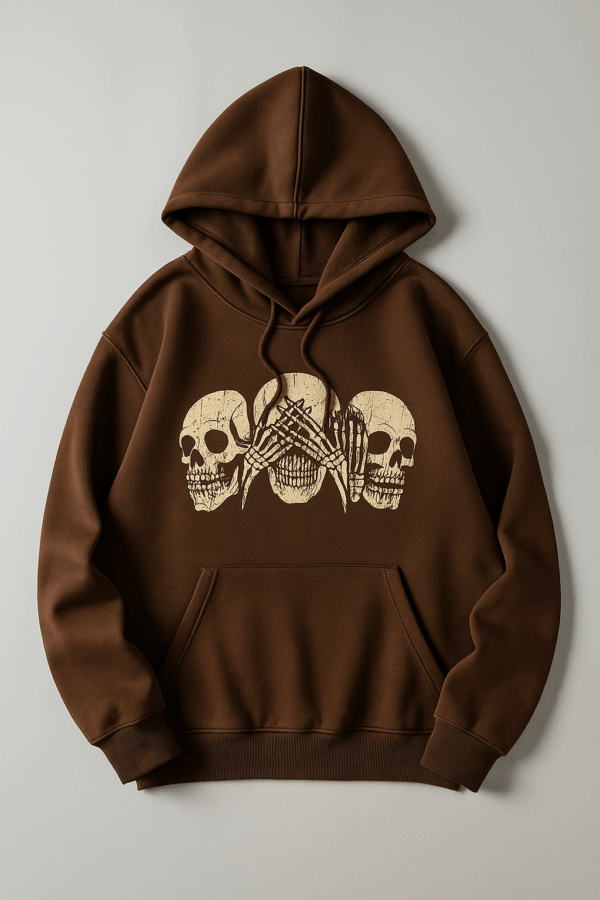 capuche, marron, tête de mort