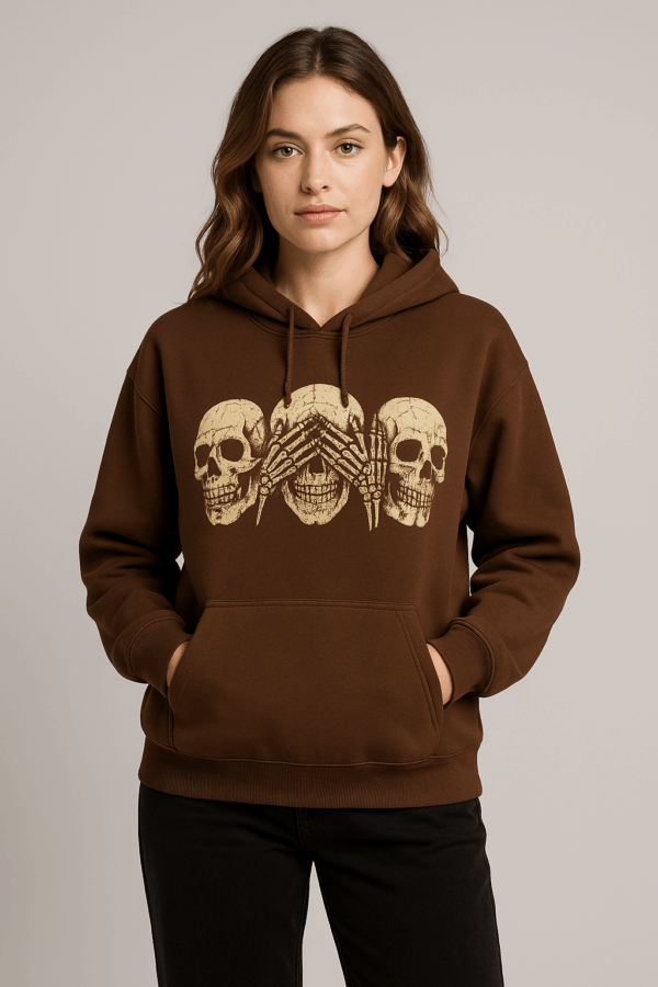 capuche, marron, tête de mort