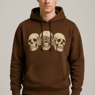 capuche, marron, tête de mort