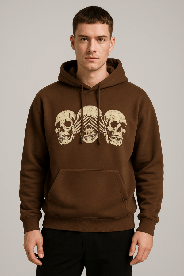 capuche, marron, tête de mort