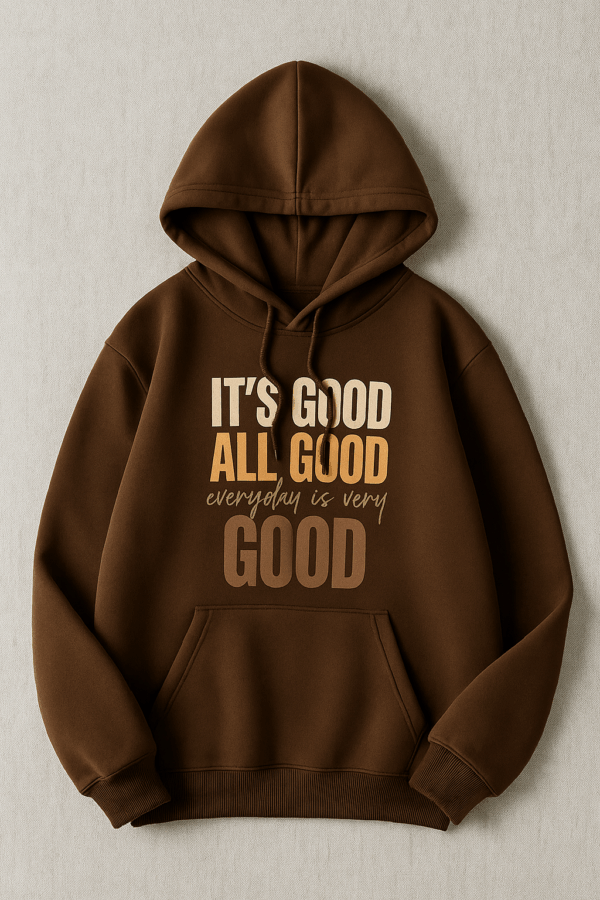 Sweat à capuche marron “It’s Good All Good”