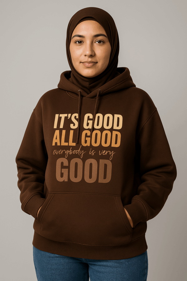 Sweat à capuche marron “It’s Good All Good”