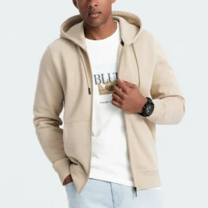 Gilet en molleton à capuche beige