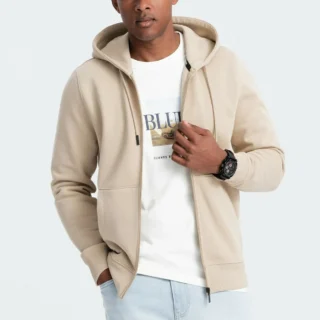 Gilet en molleton à capuche beige