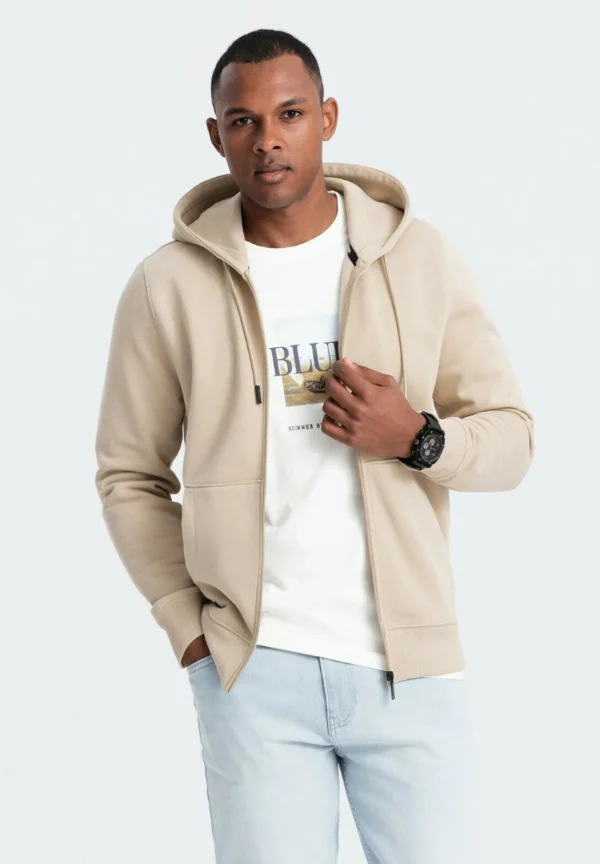 Gilet en molleton à capuche beige