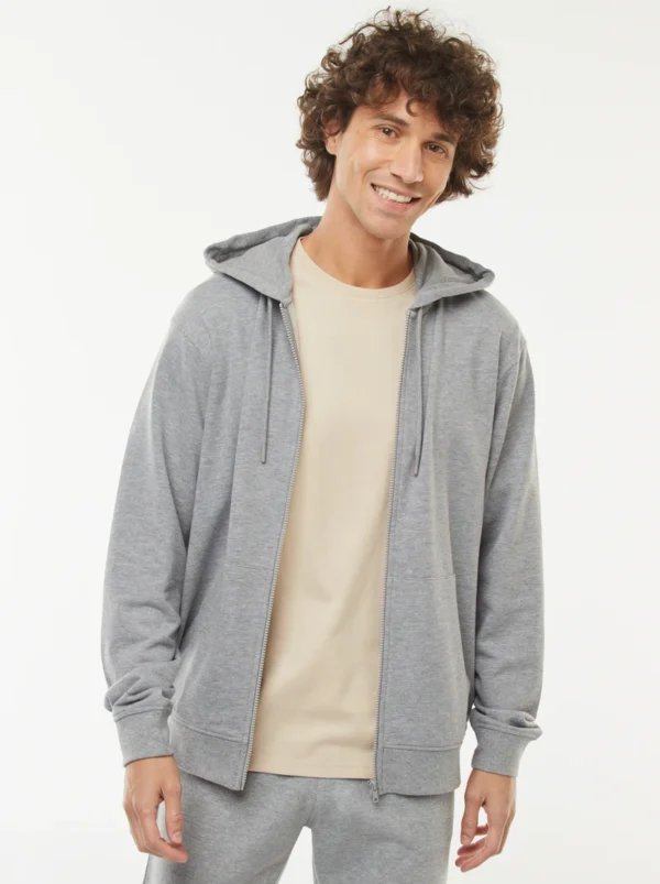 Gilet en molleton à capuche gris unisexe