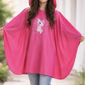 Poncho de pluie imperméable pour enfants – Rose licorne
