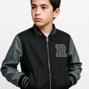 Blouson Teddy garçon noir & gris