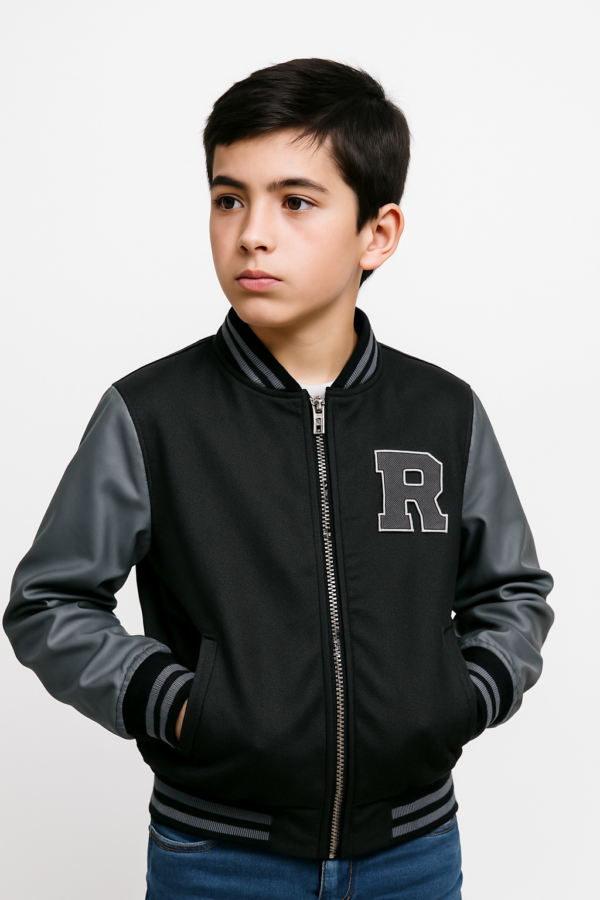 Blouson Teddy garçon noir & gris