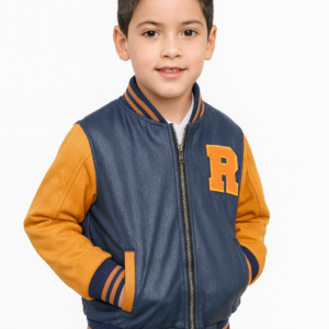 Blouson Teddy garçon Oranger & gris