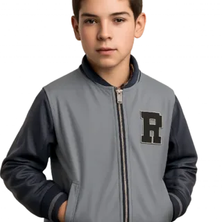 Blouson Teddy garçon gris