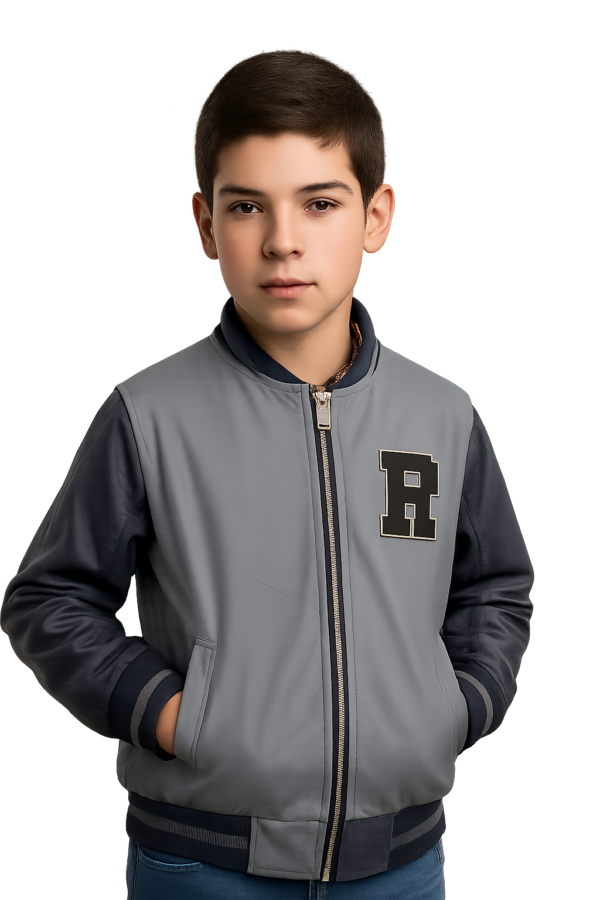 Blouson Teddy garçon gris