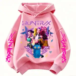 Sweat à capuche Huntrix rose – imprimé pop (HUNTR/X)