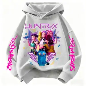 Sweat à capuche Huntrix gris – imprimé pop (HUNTR/X)