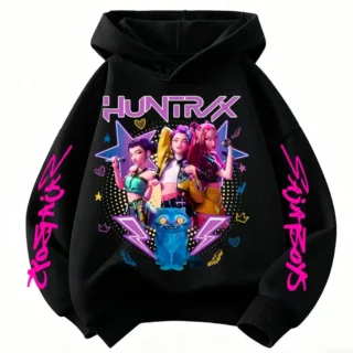 Sweat à capuche Huntrix noir – imprimé pop (HUNTR/X)