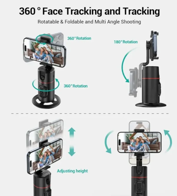 Support de téléphone à suivi automatique (IA, 360°)